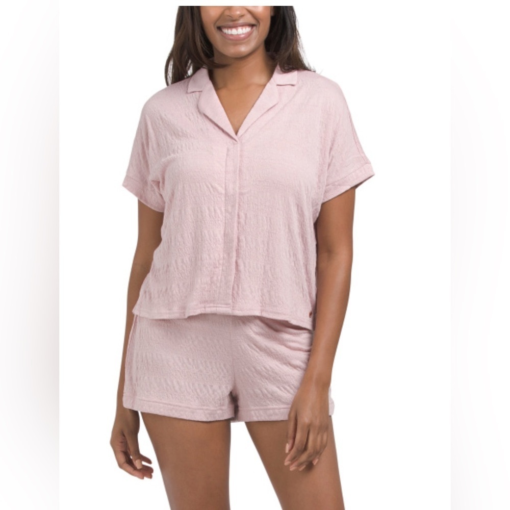 DANSKIN 2pc Knitted Gauze Ashen Pink Pajama Set Womens Size Large NWTS